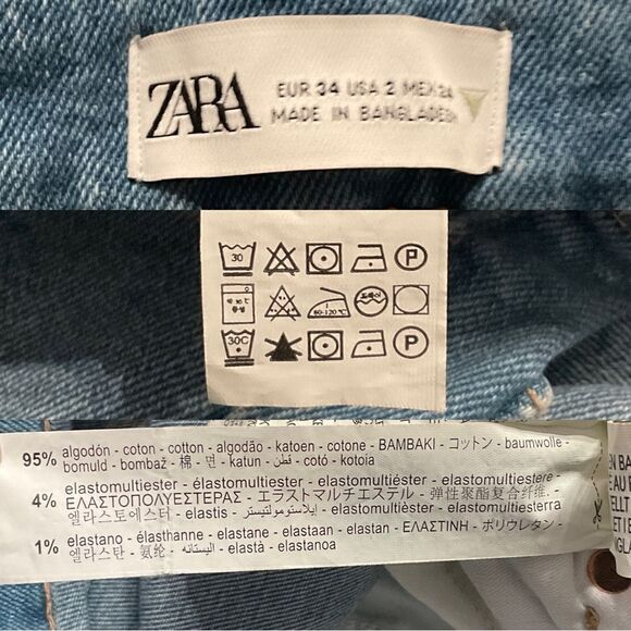 Zara Blue Light Wash Distressed Skinny Jeans 2 - Picture 6 of 7